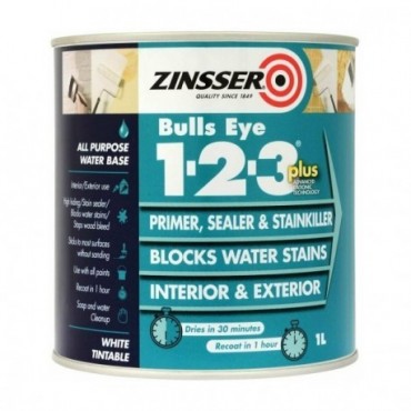 Primaire isolant ZINSSER Bulls Eye 1-2-3 PLUS blanc 1L