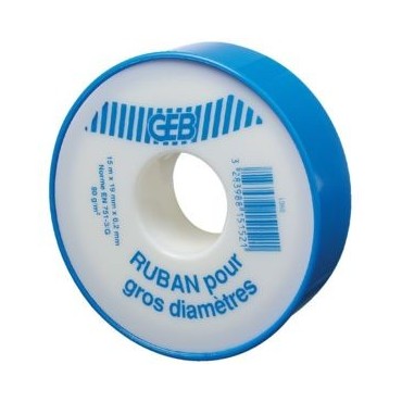 Ruban d'étanchéité GEB gros diamètre PTFE vrac 19mmx15mx0,2mm