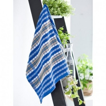 Lot de 3 torchons Béa Bleu/Beige 50x80cm