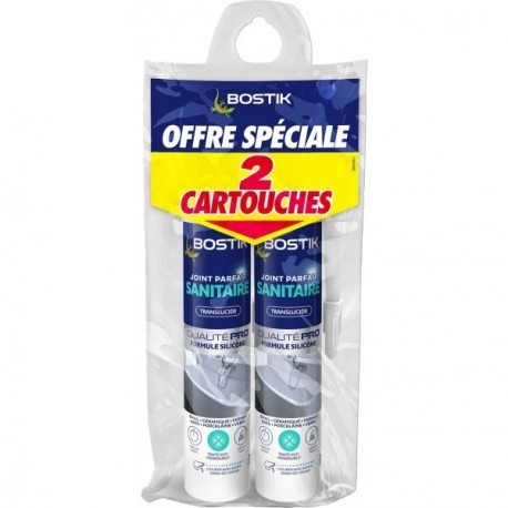 Lot BOSTIK Joint Parfait Sanitaire Translucide 2x280ml