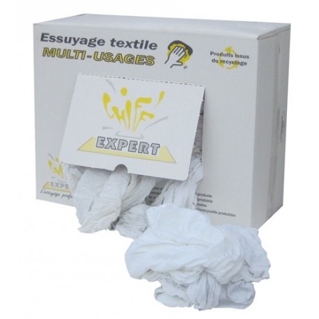 Chiffons d'essuyage T-shirt coton blanc GLOBAL HYGIENE 10kg