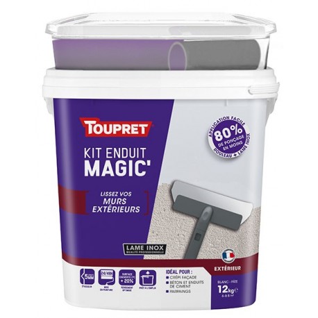 Enduit Magic'murs extérieurs pâte TOUPRET gamme hautes performances 12kg + outils
