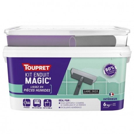 Enduit Magic'lissez en pièces humides pâte TOUPRET gamme hautes performances 6kg