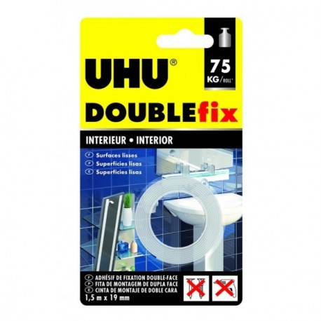 Ruban UHU Double fix extra fort intérieur 1,50mx19mm