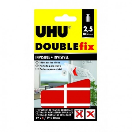 12 pastilles UHU Double fix extra fort invisible 19x40mm