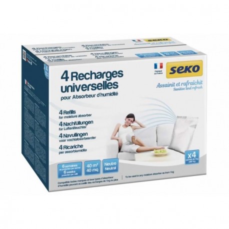 Sachet de recharge pour absorbeur d'humidité SODEPAC neutre 4x1kg