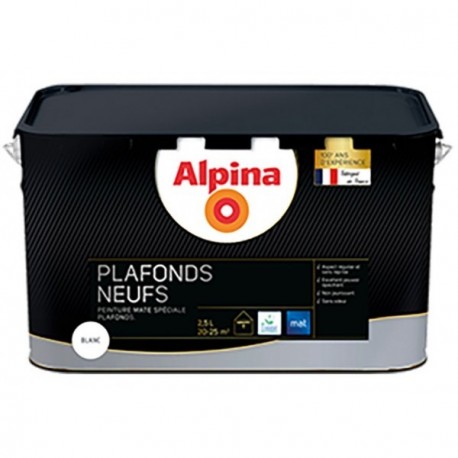 Peinture ALPINA premium plafonds neufs mat blanc 2,5L