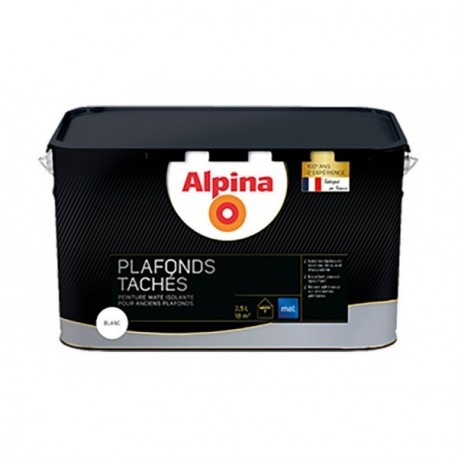 Peinture ALPINA premium plafonds tachés mat blanc 2,5L