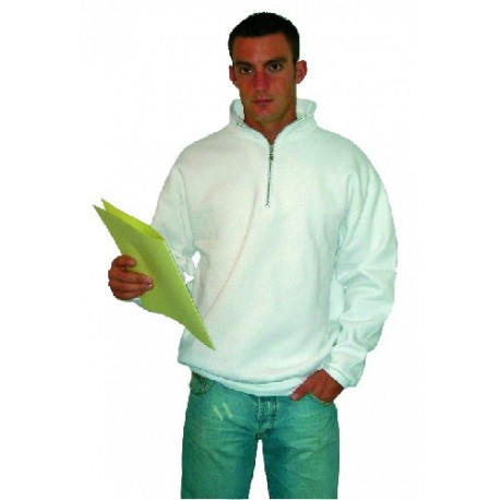 Sweat shirt VEPRO col zippé blanc taille M