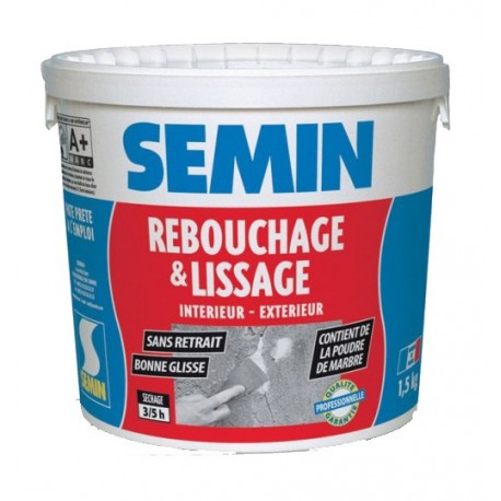 Enduit de rebouchage et lissage SEMIN seau de 1,5kg