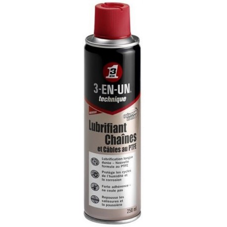 Lubrifiant 3-EN-1 chaînes et câbles 250ml