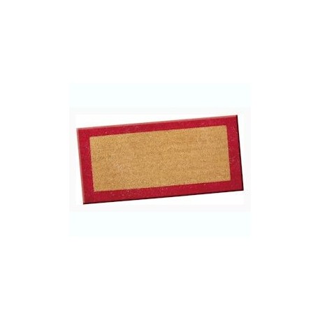 Tapis brosse DECORMAT coco 17mm écru bordé rouge 33x60cm