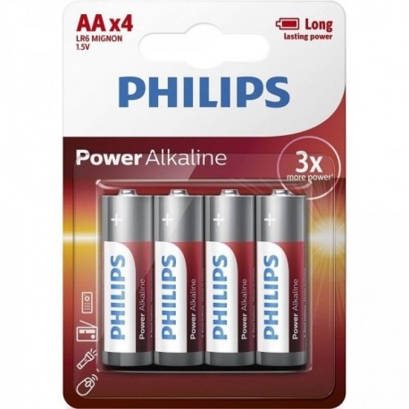 Blister de 4 Piles Power Alkaline PHILIPS LR6-AA