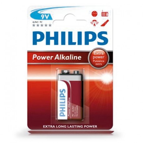 Blister de 1 Pile Power Alkaline PHILIPS 6LR61-9V