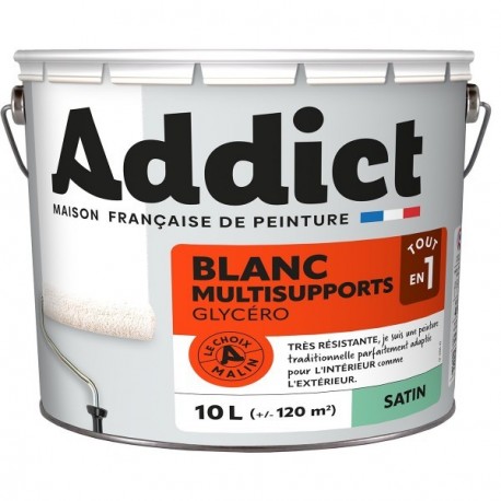 Laque ADDICT multi-supports satin blanc RAL 9016 10L