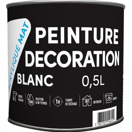 Peinture acrylique TDP Décoration mat blanc 0,5L