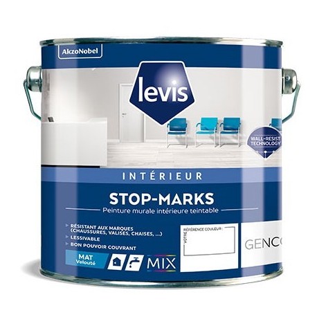 Peinture LEVIS Stop-Marks mat velouté blanc 1L