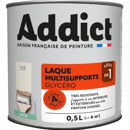 Laque ADDICT multi-supports satin blanc cassé-ivoire RAL 9001 0,5L