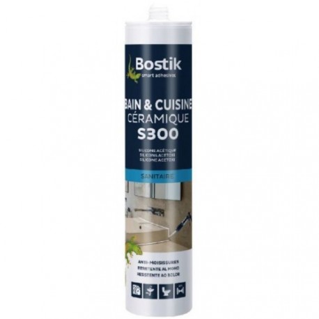 Mastic BOSTIK S300 sanitaire blanc 300ml