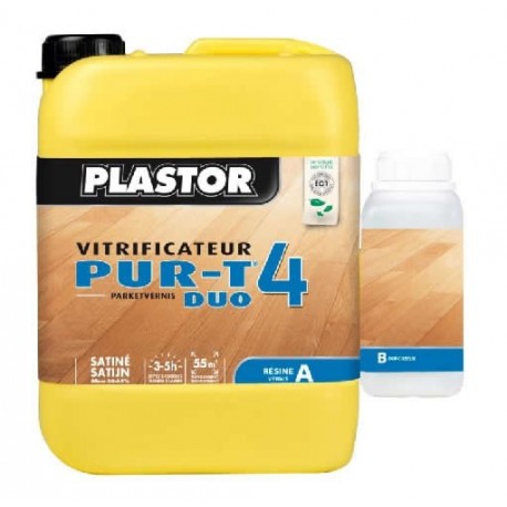 Vitrificateur PLASTOR PUR-T4 extra mat 4,5L et son durcisseur 0,5L