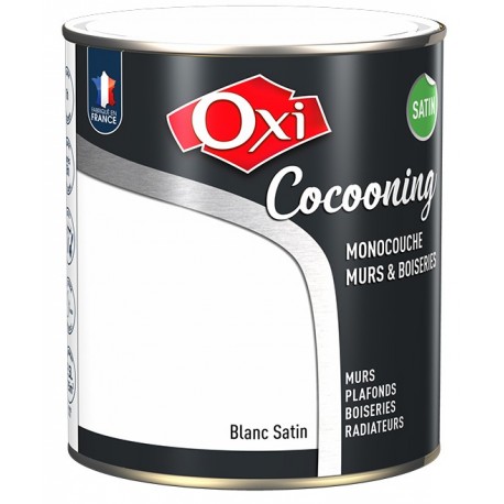 Peinture OXI murs et boiseries COCOONING satin blanc 2,5L