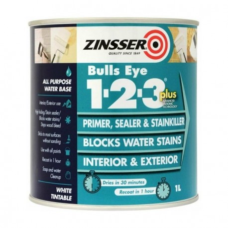 Primaire isolant ZINSSER Bulls Eye 1-2-3 PLUS blanc 1L