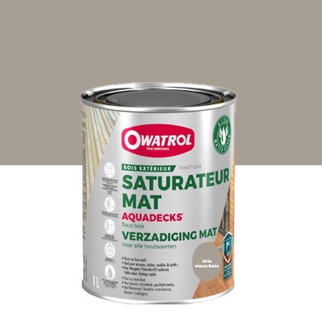 Saturateur pour tous bois OWATROL Aquadecks gris vieux bois 1L