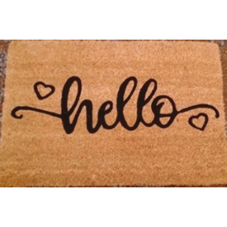 Tapis brosse coco 15mm Hello 40x60cm