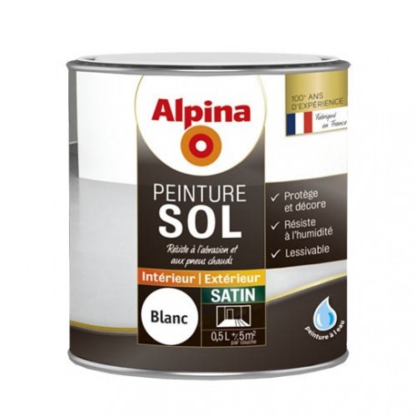 Peinture sol intérieur satin ALPINA 0,5L blanc