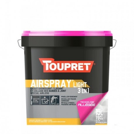 Enduit allégé garnissant,lissant et de collage TOUPRET Airspraylight 3en1 15L