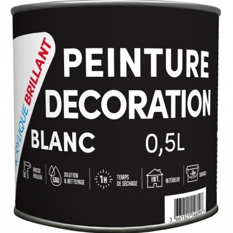 Peinture acrylique TDP Décoration brillant blanc 0,5L