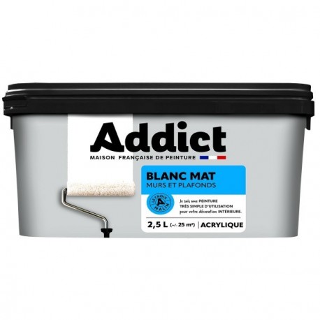 Peinture ADDICT acrylique mat monocouche blanc 2,5L