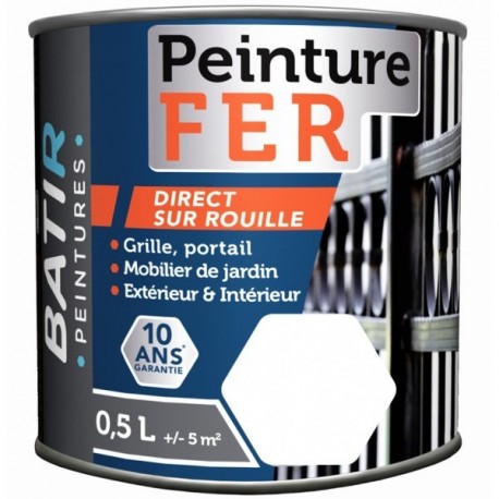 Peinture anti-rouille fer satin BATIR glycéro 0,5L blanc