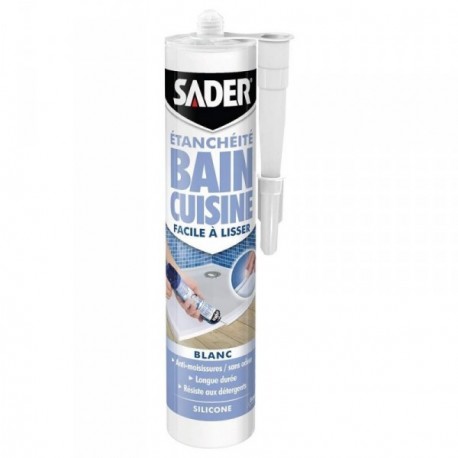 Mastic SADER bain et cuisine facile à lisser blanc 280ml