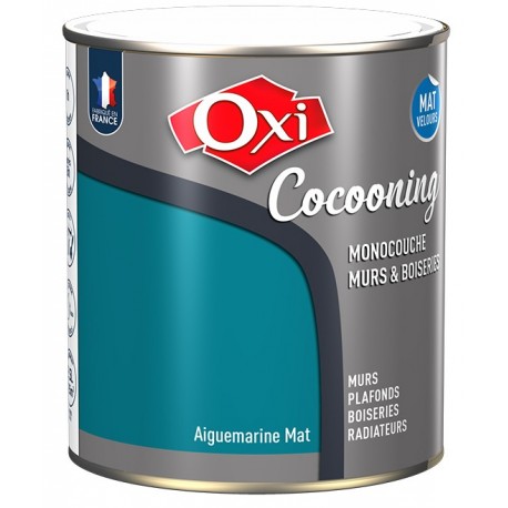 Peinture OXI murs et boiseries COCOONING mat velours aigue marine 2,5L