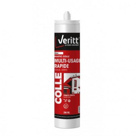 Mastic colle rapide VERITT multi-usage blanc 290ml