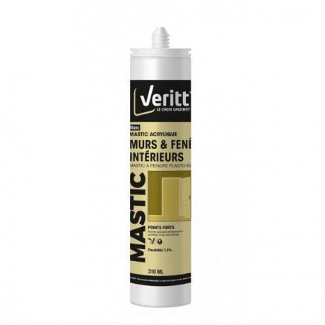Mastic acrylique à peindre VERITT plasto-élastique blanc 310ml