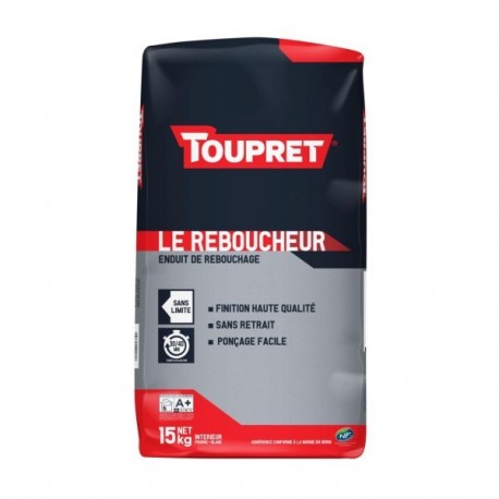 Enduit de rebouchage TOUPRET Bâtiment Le Reboucheur 15kg