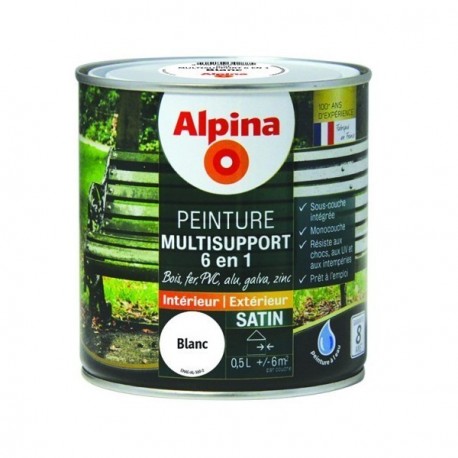 Peinture multisupport 6en1 satin ALPINA 0,5L blanc