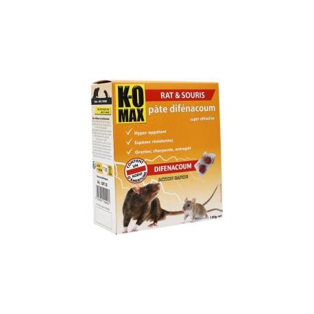 K-OMAX Rats-Souris Difénacoum pâte fraîche 150g
