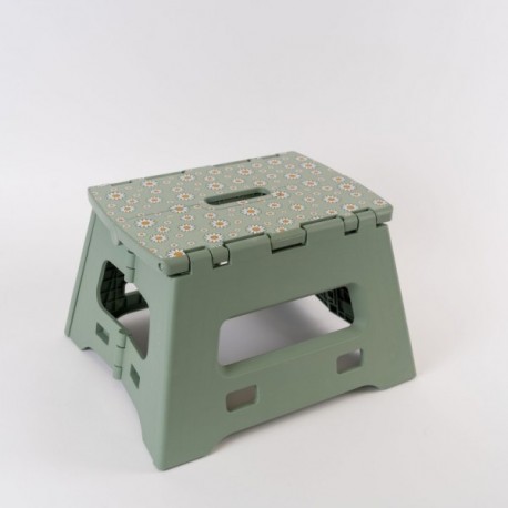 Marche-pied pliable REMUE MENAGE Flower Power vert plateau