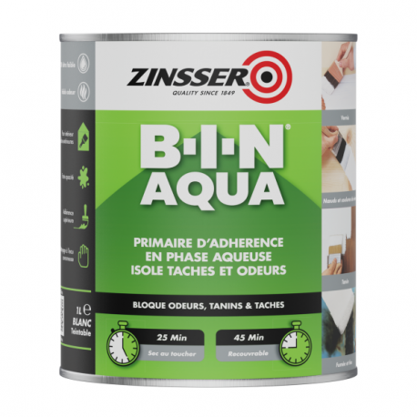 Primaire d'accrochage isolant en phase aqueuse ZINSSER BIN Aqua blanc 1L