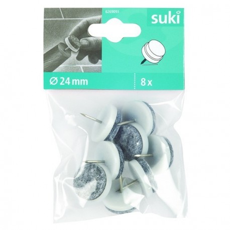 8 patins-feutre FIX-O-MOLL à clouer blanc Ø.24mm