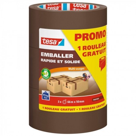 Lot 2 rlx Emballage PP TESA + 1 rl gratuit 66mx50mm