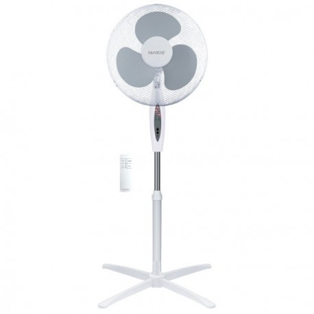 Ventilateur sur pied NIAROS NAMETIL 45W blanc avec commande et minuterie