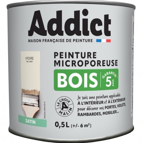 Peinture bois ADDICT glycéro satin blanc cassé-ivoire RAL 9001 0,5L