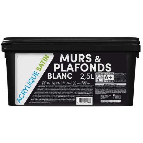 Peinture acrylique TDP Murs & Plafonds satin blanc 2,5L