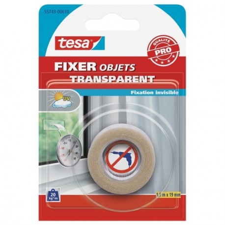Adhésif double face TESA Fixation Transparent 1,5mx19mm