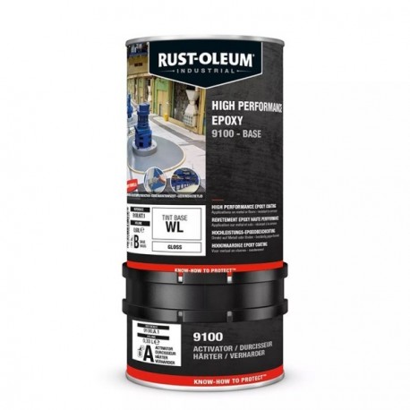 Kit peinture RUST-OLEUM Epoxy 9100 bi-composants base WH blanc fort 9109 1L