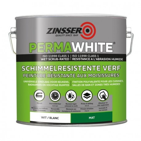 Peinture ZINSSER Permawhite mat velours blanc 1L